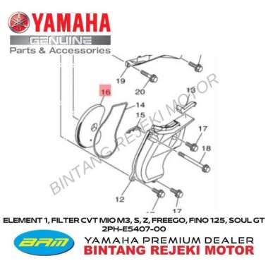 ELEMENT 1, FILTER CVT MIO M3,S,Z,FREEGO,FINO 125, SOUL GT 2PH-E5407-00