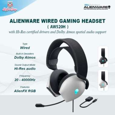 DELL ALIENWARE WIRED GAMING HEADSET RGB Lunar