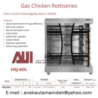 New Hgj-6P Oven Pemanggang Ayam / Bebek (Gas Rotisseries) Sistem Berputar