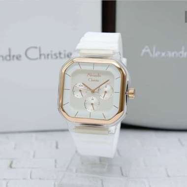 JAM TANGAN ALEXANDRE CHRISTIE AC 2811 AC2811 WANITA WHITE RUBBER ORI