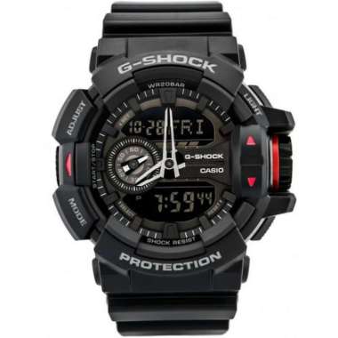 JAM TANGAN CASIO G SHOCK GA-400-1BDR PRIA DUALTIME FULL BLACK ORI