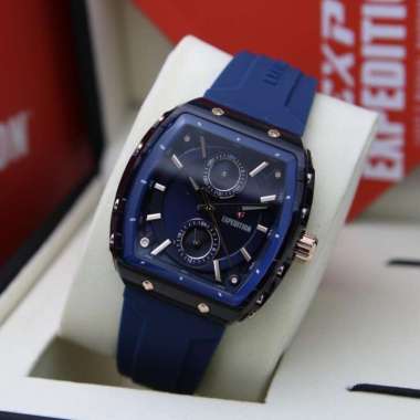 JAM TANGAN EXPEDITION E 6814 E6814 WANITA BLACK BLUE RUBBER ORIGINAL