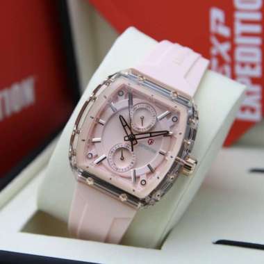 JAM TANGAN EXPEDITION E 6814 E6814 WANITA PEACH RUBBER ORIGINAL