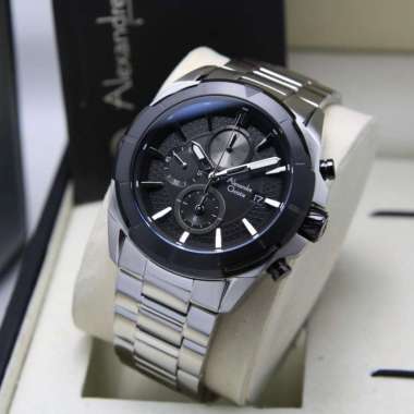 JAM TANGAN PRIA ALEXANDRE CHRISTIE AC 6596 / AC6596 RANTAI ORIGINAL SILVER BLACK