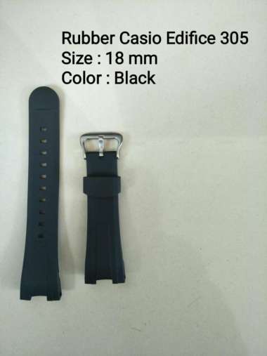 RUBBER / TALI KARET JAM TANGAN CASIO EDIFICE 305 BLACK ORIGINAL