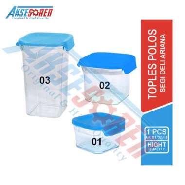 Aksesoren Toples Bening 1 Pcs [Segi Deli Ariana] / Wadah Kacang Lebaran Ukuran 01/02/03 / Tempat Sim