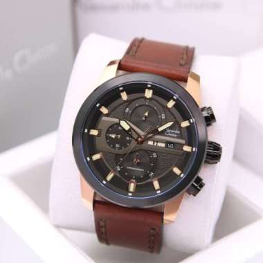 ALEXANDRE CHRISTIE AC6559 / AC 6559 ROSEGOLD BROWN LEATHER ORIGINAL