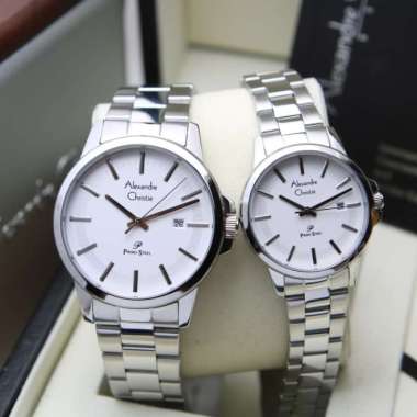 JAM TANGAN COUPLE ALEXANDRE CHRISTIE AC 1034 AC1034 ORIGINAL - rosegold silver