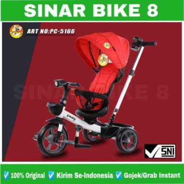 SEPEDA RODA TIGA PACIFIC PC 5166 KURSI PUTAR KANOPI TRICYCLE ANAK Red