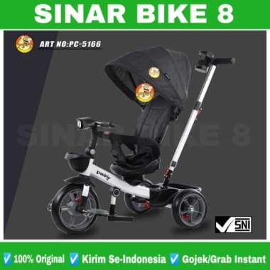 SEPEDA RODA TIGA PACIFIC PC 5166 KURSI PUTAR KANOPI TRICYCLE ANAK Black