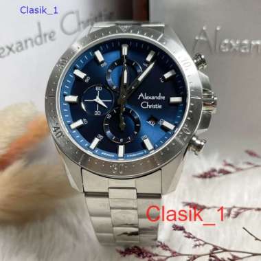 Original 100%!! Alexandre Christie Pria AC 6673 / AC6673 Silver Blue Garansi Resmi 1 Tahun