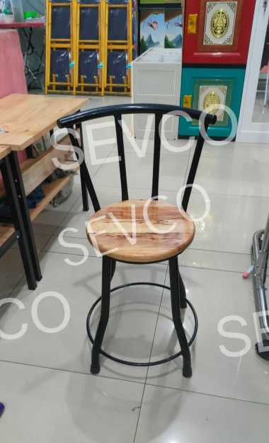 BANGKU KAYU KAKI BESI/ BANGKU BESI BULAT SANDAR / KURSI KUAT KOKOH