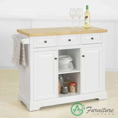 Meja Island Pulver Duco Putih Minimalis