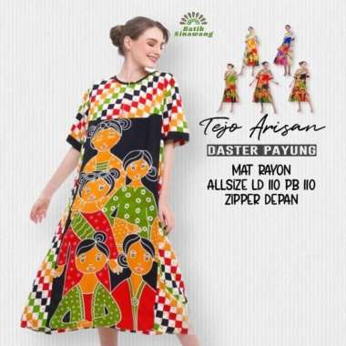 Daster Batik Payung SENA BESTIE&TEJO ARISAN Ziper Depan Busui Freidly TAHITAM