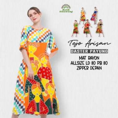 Daster Batik Payung SENA BESTIE&TEJO ARISAN Ziper Depan Busui Freidly TAORANGE