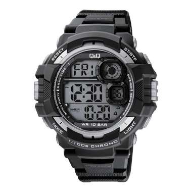 Jam Tangan Pria Q&Q Fashion M143J002Y Men Digital Dial Black Rubber Strap [No Box]