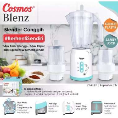 Blender Cosmos CB-812 P Blenz 3 In 1 Pelumat Blenz Gelas Plastik