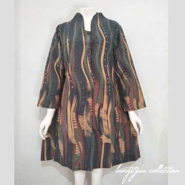 JENAR TUNIK BATIK PREMIUM ASLI SOLO | DRESS BATIK BUSUI FRIENDLY M Hijau
