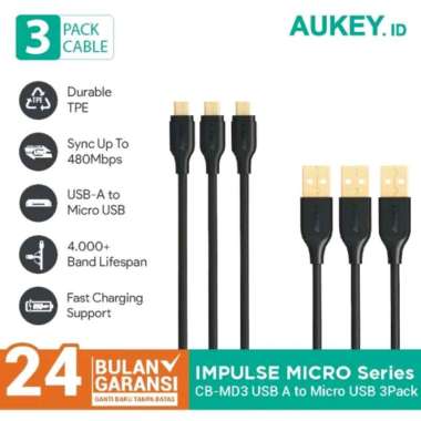 AUKEY CB-MD3 Micro USB Cable - Gold Plate - Langsung dikirim Sekarang