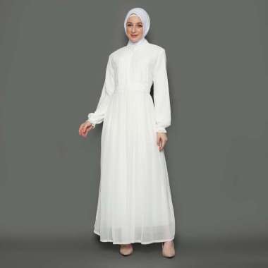 FAME - Miriam Gamis Putih Detail Brokat Plisket Terbaru - 9911180 XXL