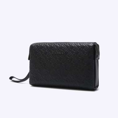 EM12 TAS KECIL PRIA EVERBEST CLUTCH BAG ORIGINAL KULIT ASLI ORI BRANDED HITAM BLACK