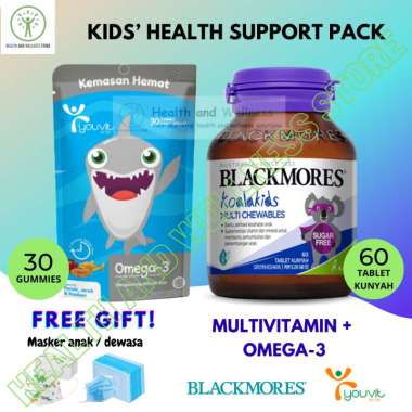 PAKET BLACKMORES KOALAKIDS MULTI CHEWABLES 60 TABLET KUNYAH MULTIVITAMIN DAN YOUVIT KIDS OMEGA 30 GU