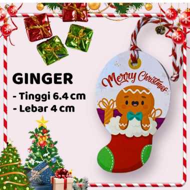 Hang Tag Natal Bentuk Karekter Lucu Gift Label Hampres, Isi Ginger