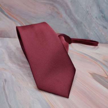 DASI MERAH MAROON POLOS DASI ZIPPER PRIA LANGSUNG PAKAI - 11