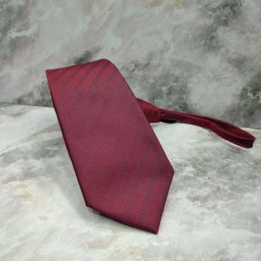 DASI MERAH MAROON POLOS DASI ZIPPER PRIA LANGSUNG PAKAI - 01