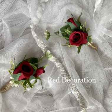 KORSASE JAS BUNGA CORSAGE WEDDING MURAH CORSAGE BUNGA JAS PENGANTIN - Merah