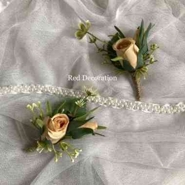KORSASE JAS BUNGA CORSAGE WEDDING MURAH CORSAGE BUNGA JAS PENGANTIN - Nude Peach