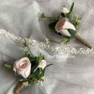 KORSASE JAS BUNGA CORSAGE WEDDING MURAH CORSAGE BUNGA JAS PENGANTIN - Soft Pink