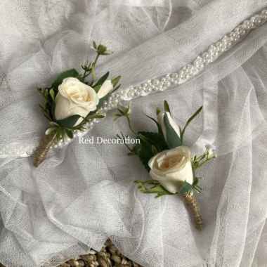 KORSASE JAS BUNGA CORSAGE WEDDING MURAH CORSAGE BUNGA JAS PENGANTIN - White