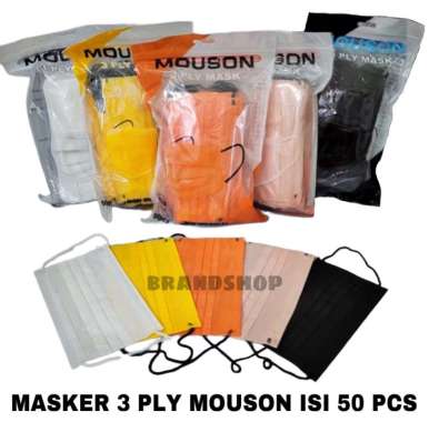 Masker 3ply Mouson isi 50 pcs Earloop Face Mask Orange