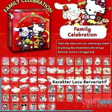 STIKER 60pcs SANRIO KUROMI MY MELODY CINNAMOROLL STICKER LUCU PVC KURUMI CINNAMONROLL MOMO CUTE IMUT