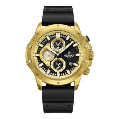Jam Tangan Pria Naviforce 8036 Chrono Aktif Original Hitam Gold