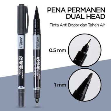 Deli Pena Permanen Dual Head Tip Marker Pens Waterproof