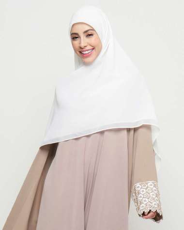 Zeta Scarves - Zura Syar'i Scarf / Hijab segiempat / Hijab Polos Syar'i Broken White