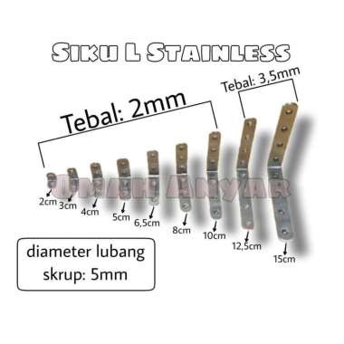 Siku L Ambalan Siku Siku Rak 2cm SS Stainless Steel Siku L 2x2cm