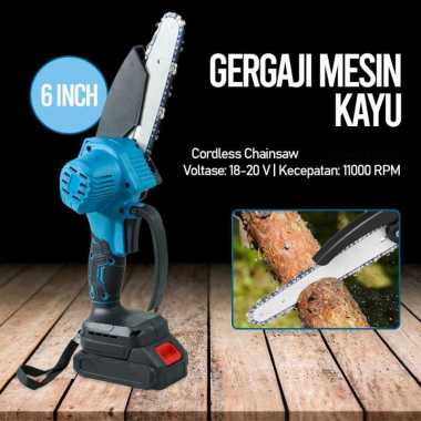Taffware Gergaji Mesin Kayu Cordless Chainsaw Motor 6 Inch