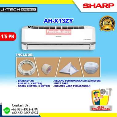 Ac Sharp 1.5 Pk Inverter Ah-X13Zy Ahx13Zy X13Zy 13Zy 1,5Pk Jasa + Pipa 0.7