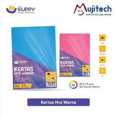 GUPPY KERTAS HVS WARNA WARNI A4 80 GRAM 75 GSM COLOR PAPER 20 LEMBAR Cyber Orange