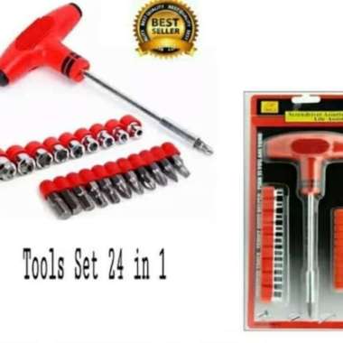 Obeng Kunci Set 24 in 1 Multifungsi Kunci Shock Obeng Palu T