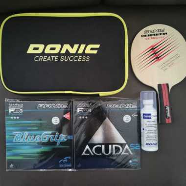 Bat Donic Original Carbo Speed + karet Donic Bluegrip & Acuda Set
