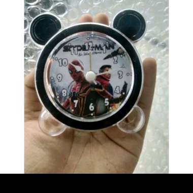 jam weker mini gambar spiderman bulat