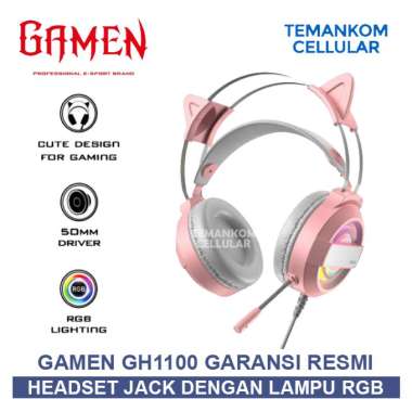 Headset Gaming Gamen GH1100 Telinga Kucing Kuping Kucing Cat ear Hedset Hetset Kabel Headphone Garan