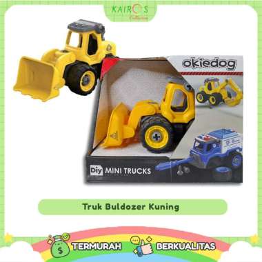 Okiedog Diy Mini Trucks Mainan Bongkar Pasang Truk Anak buldozer kuning