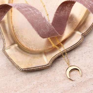 Kalung Emas Asli Tengahan Model Bulan /Kalung Disney /Kalung Emas Asli /Kalung Pria /Kalung Kucing