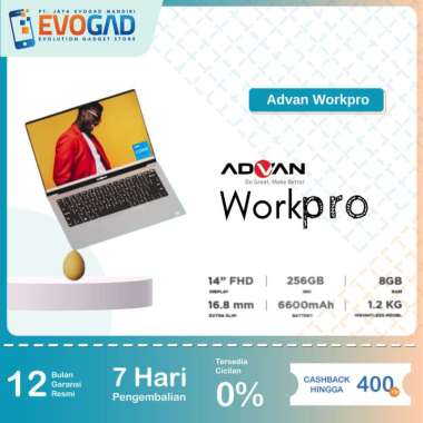Advan Workpro Laptop i5 8/256GB | Intel Core i5-1035G7 | Garansi Resmi Advan Indonesia 1 Tahun Lite 