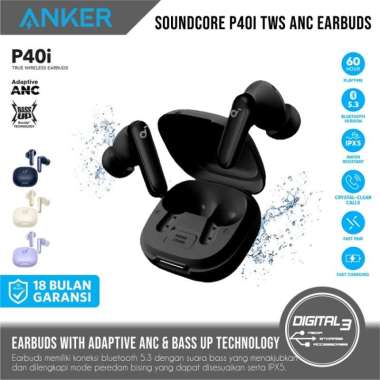 Anker Soundcore P40i TWS ANC Headset Bluetooth Earbuds Earphone A3955 Hitam
